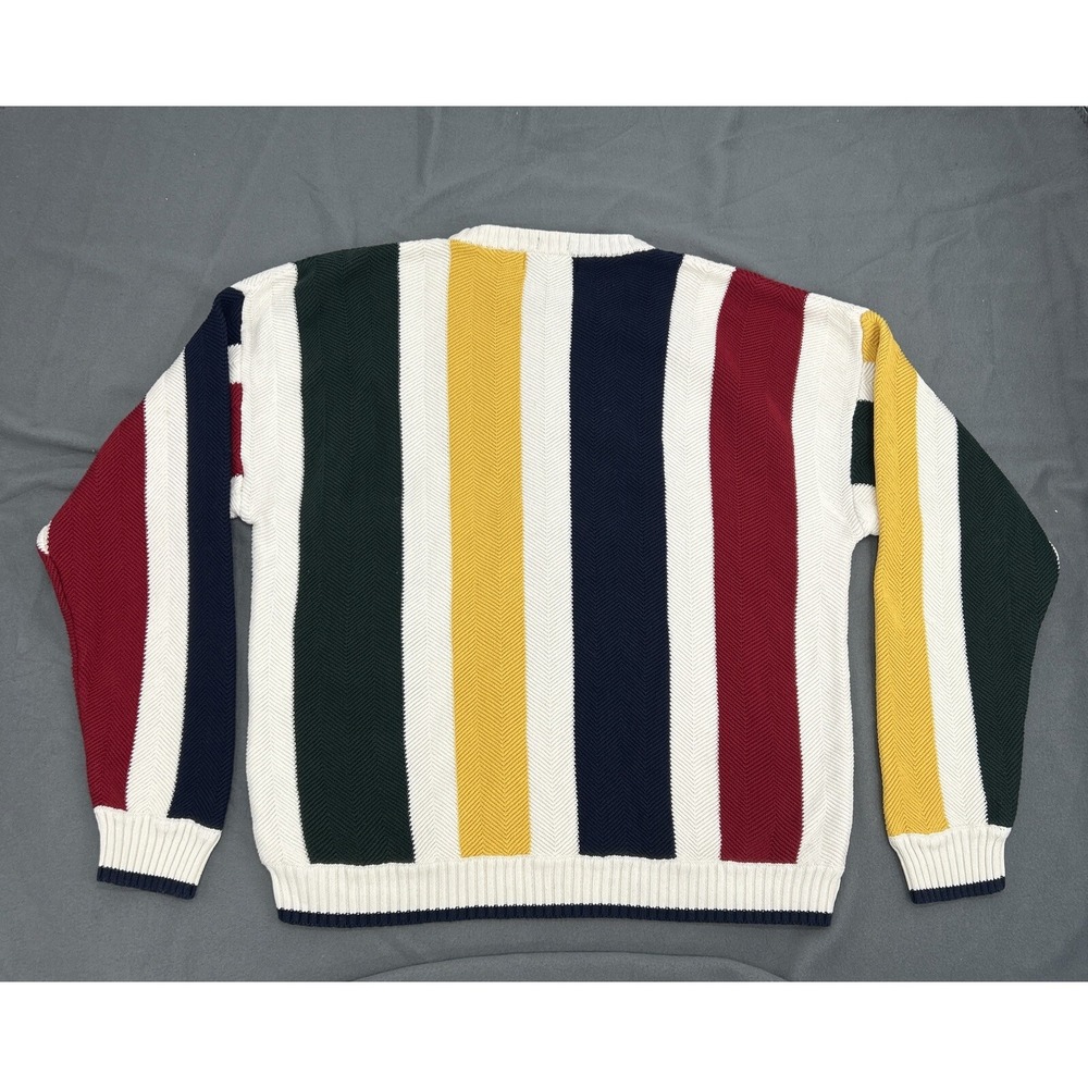 Chaps Ralph Lauren Sweater Men's XL Hand Framed Multicolored Striped Vintage 80s - Picture 4 of 8